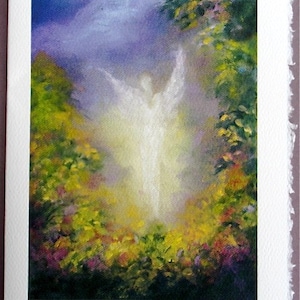 Guardian Angel Fine Art Print Greeting Card, Blessing Angel Card, Spiritual Gift, Religious gift