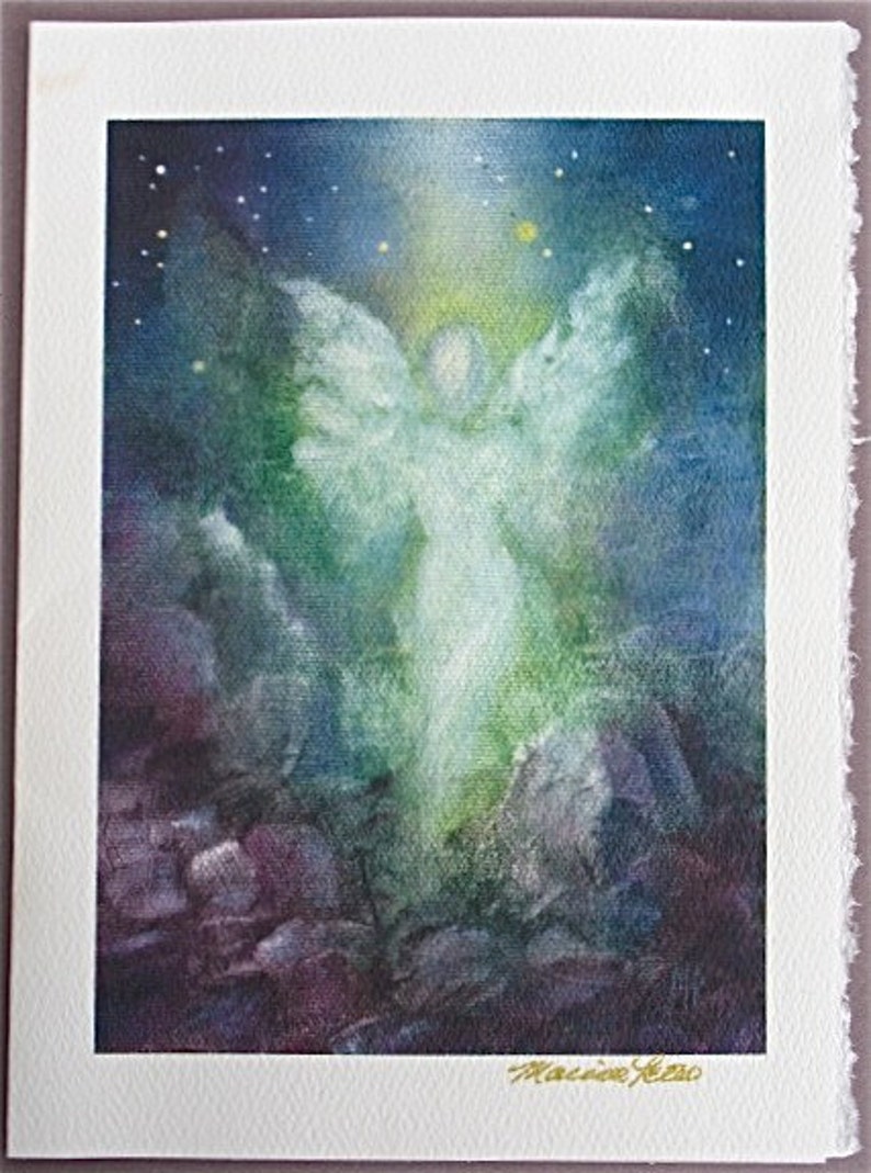 Angel Art Card Blank Card Greeting Cards, Angel, Guardian Angel Art, Angel Print,Spiritual, Greeting Cards, Fine Art Cards image 1