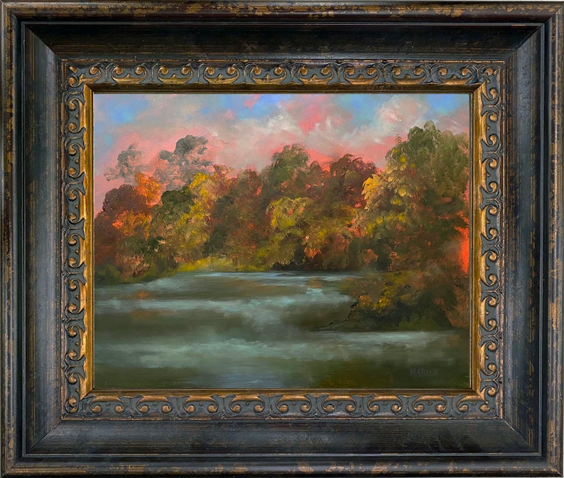Autumn Landscape Oil Painting Original Painting Pond - Etsy