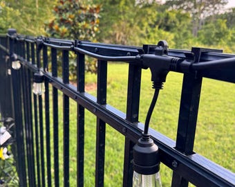 Aluminum Fence String Light Clips | No Drill Snap-On | PETG Plastic Outdoor Lights
