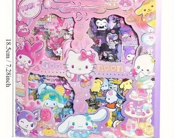 Hello Kitty Sanrio, boîte de 100 feuilles d'autocollants - Anime, dessin animé, kawaii, mignon, Japon