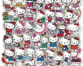 Stickers Hello Kitty et ses amis, paquet de 50 autocollants en vinyle imperméables kawaii