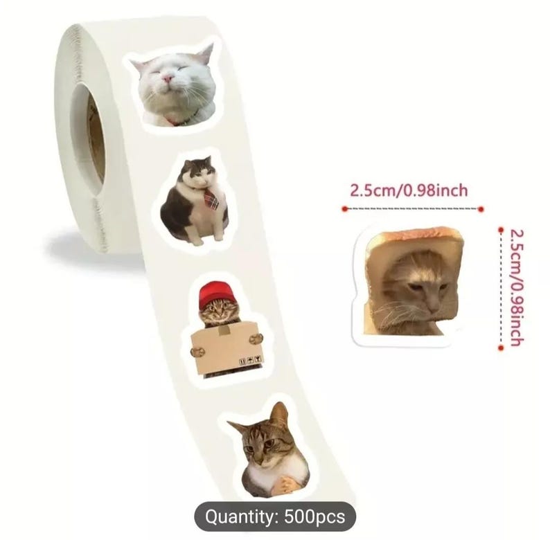 500 Mini Cute Cat Meme Stickers - Kitty Decals Phone Water Bottles ...