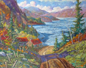 Down to the Lake Original Large Oil Painting created y Prankearts