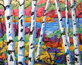 Canadian Birches Original Painting by Prankearts