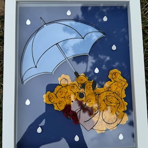 Caixa de Sombras Personalizável do Ursinho Pooh (Feita com papel cartão, flores de papel/decoração para casa, decoração de quarto, presente para qualquer ocasião)