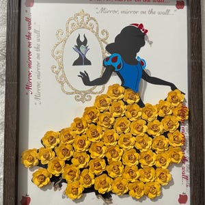 Customizable Princess Silhouette Shadow Box (Made with cardstock paper flowers/ home decor, room decor, gift for any occasion)