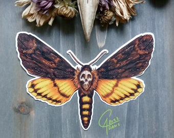 Death's Head Hawk Moth Acheronntia Styx Laminated Vinyl Stickers /Water & Scratch Resistant