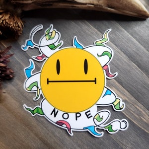 Nope Alien Miracle Humor Negro Filme de Ficção Científica Vinil Laminado Brilhante Adesivo de Vinil Resistente à Água/Arranhões