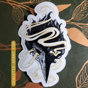 Eldritch Raven - Fantasy Horror Illustrated Hand Drawn Laminated Vinyl Sticker