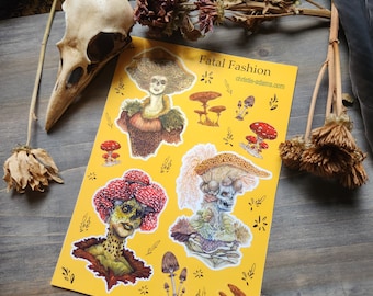 Fatal Fashion Gibson Girl Mushroom Women - Gloss Vinyl Sticker sheet 9pcs