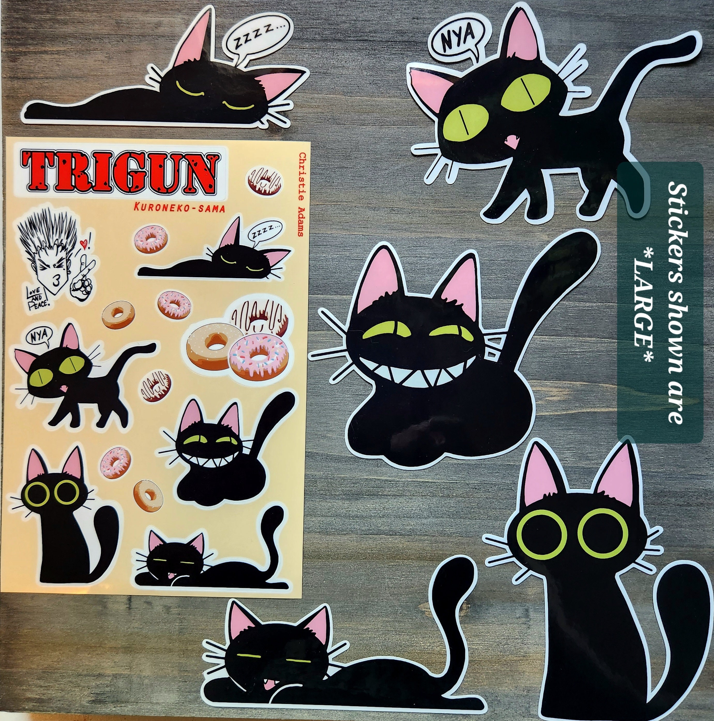 Kuroneko-sama Black Cat 90's Desert Donut Anime Vinyl Sticker