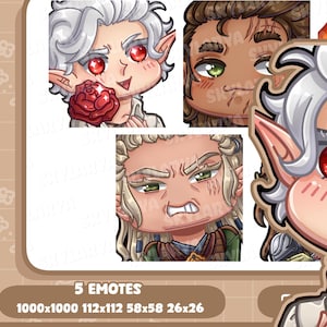 Baldur&#39;s Gate 3 Emote Pack 1 / 5 Twitch Emotes / Discord Emotes / BG3 Emotes