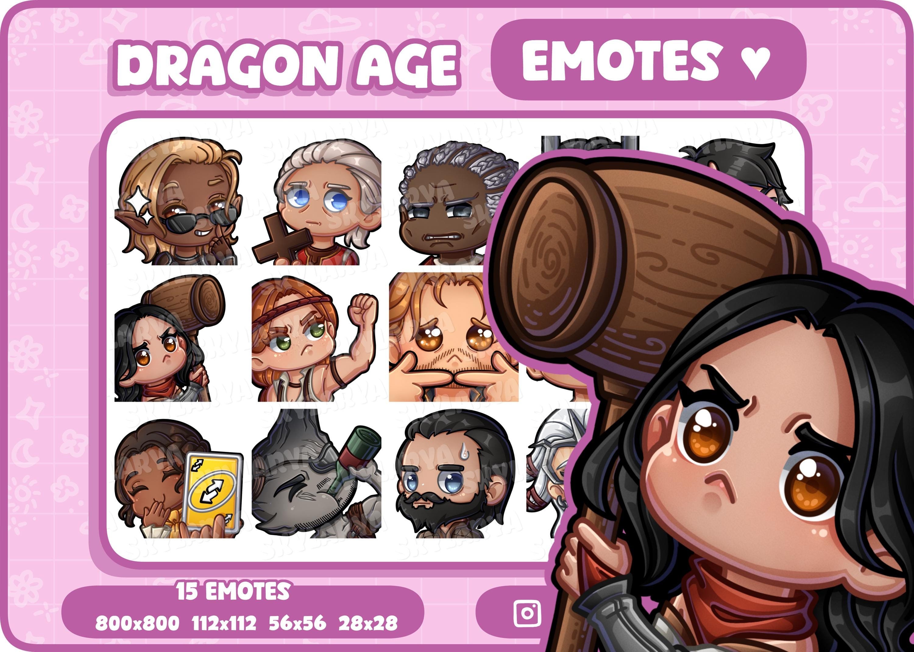 Dragon Age Emote Pack 2 / 15 Twitch Emotes / Discord Emotes / Dragon Age Inquisition Emote / Dragon Age II Emote / Dragon Age Origins Emote