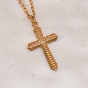 10k 14k Gold Cross Necklace , Charm Cross Necklace , Crucifix Pendant Necklace , Cross Necklace for Women , Mother&#39;s Day Gift