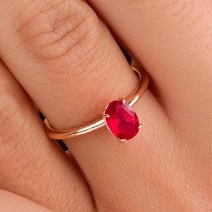 10k 14k 18k Gold Ruby Ring , Solitaire Ruby Ring , Alternative Engagement Ring , Anniversary Ring , Oval Ruby Ring , Valentine&#39;s Day Gift