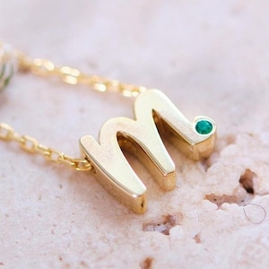 Collar con letras de oro de 10k y 14k, collar con inicial, collar con letras minimalistas, collar con letras personalizado, collar con letras de oro macizo