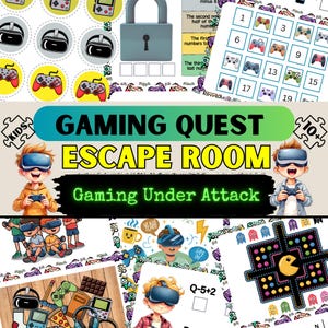 Escape Room for Kids| Boys Gaming Birthday Escape Room Kit |  Printable Gamer Birthday Party Challenge for Tweens | Puzzle Adventure 10+