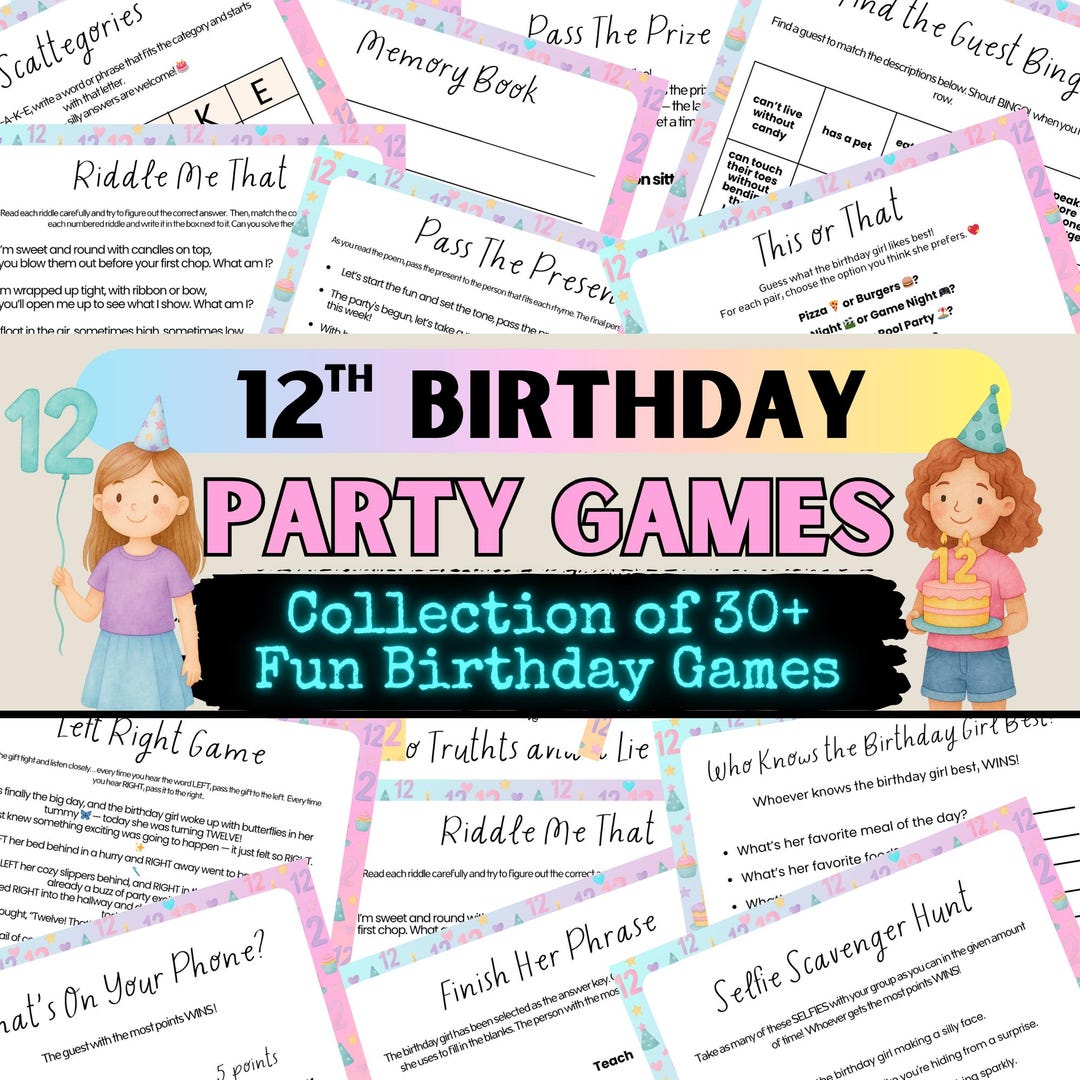 12th Birthday Party Games | Fun Indoor Party Activity | 30+ Fun ...