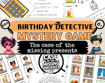 Kids Birthday Mystery Game| Detective Party Game| Murder Mystery Alternative for Kids| Secret Agent Escape Room Kit| Missing Presents Case