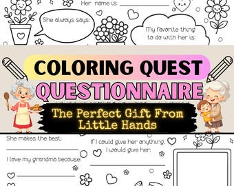 All About My Grandma Questionnaire | Birthday or Mother’s Day Interview | Kids Gift for Grandma| Printable Activity