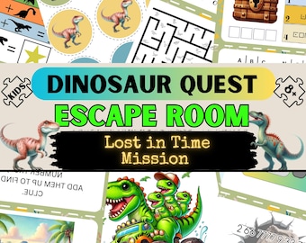 Dinosaur Escape Room for Kids | Printable Birthday Party Game | Jurassic Adventure | Easy DIY Escape Kit | At-Home Activity Ages 8+