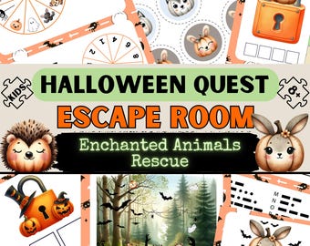 Halloween Escape Room For Kids – Printable Party Game, Family Game Night, Halloween Activity for Kids, Mystery Party Fun,  Kids Puzzle