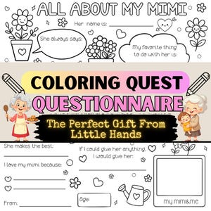 All About My Mimi Questionnaire | Birthday or Mother’s Day Interview Activity | Kids Gift for Mimi | Printable Keepsake | Instant Download