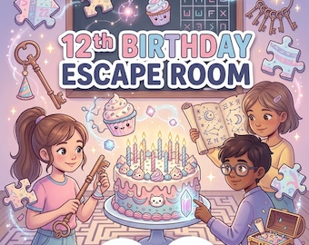 Escape Room para el 12º cumpleaños / Juegos de escape Room imprimibles para preadolescentes y adolescentes / Juego de actividades para fiestas de chicas / Escape Room fácil para mayores de 10 años