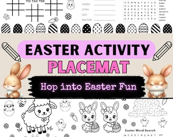 Tovaglietta per attività pasquali per bambini / Pagina da colorare di Pasqua stampabile / Labirinto di ricerca di parole di giochi di Pasqua / Gioco da tavolo per feste di Pasqua stampabile per ragazze