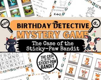 Kids Birthday Mystery Game| Cute Animals Detective Party Game| Murder Mystery Alternative for Kids 8+| Secret Agent Escape Room Kit