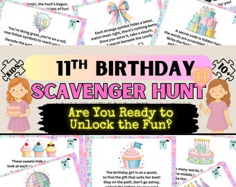 11th Birthday Scavenger Hunt for Girls | Birthday Treasure Hunt with Clues | Printable Game for Tweens and Teens | Escape Room Style Puzzles