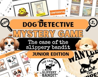 Dog Detective Game for Kids | Junior Mystery Escape Room | At-Home Printable Puzzles | Scavenger Hunt Party for Ages 5+ | Birthday Activity