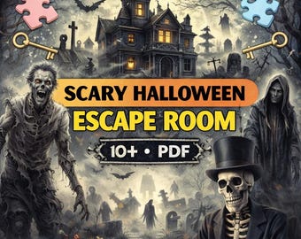 Halloween Escape Room Games for Teenagers | Printable Scary Escape Room for Teens | Mystery Party Activity Game | Easy Escape Room 10+