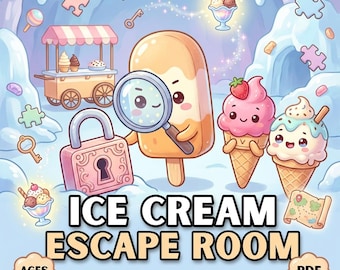 Ice Cream Escape Room for Kids | Easy Birthday Escape Room Kit | Printable Puzzle Game Ages 8+ | Funny Ice Cream Party Game | DIY Escape Fun