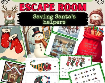 Kids Christmas Escape Room Printable | Winter Puzzle Game 8+ | Holiday Party DIY Escape Kit| Easy Party Game| Family Christmas Game Night