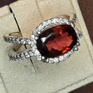 14K Rubelite Diamond Ring, Rubelite Tourmaline Ring, AAA Rubelite Diamond Ring, Red Rubelite Ring, Pink Tourmaline Ring, Ruby Red Tourmaline