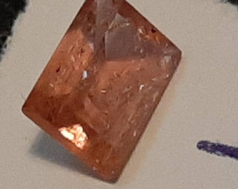 1.01 Cts Imperial Topaz Natural Golden Peach Color Mirror Cut 7x 5 (Brazilian) Rare Natural Gemstone Rectangular Shape, Peach Fuzz Topaz Gem