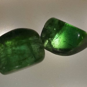 11 Cts Chrome Green Tourmaline Crystal: Facet Rough Specimen, Brazil (2 Pieces)