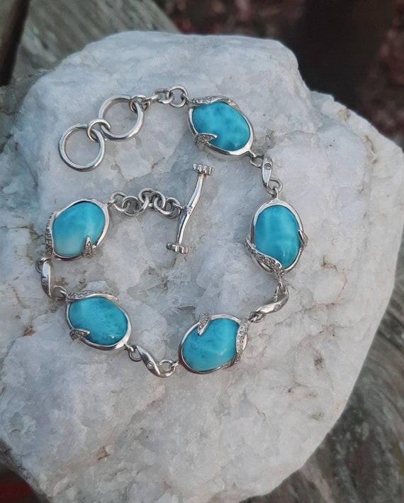 Sterling Silver Oval Gemstone and Diamond Link Design Bracelets Sterling Silver Oval Gemstone and Diamond Link Design Bracelets