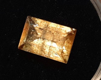 4.3 Ct Imperial Topaz Natural Golden Peach Color Mirror Cut 11 x 7  (Brazilian) Rare Natural Gemstone Rectangular Shape, Peach Fuzz Color