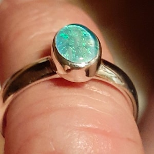 Opal Ring, Opal Silver 925 Ring, Australian Opal Triplet Ring, Opal Gemstone  (8 x 6) Oval Gemstone,  Opal Bezel set ring, many sizes