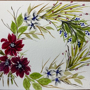 Floral pintado à mão - tamanho 5x7 cartolina