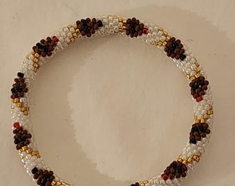Handmade Roll-On Seed Bead Reindeer Bracelet (Rudolph-Inspired)
