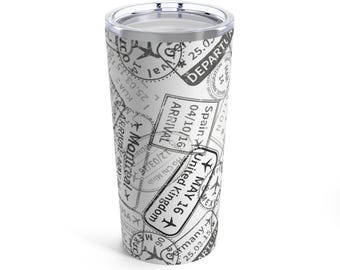 Kubek termiczny Vintage Passport Stamps Tumbler, 20 uncji