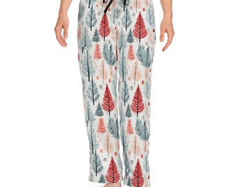 Pantalones de pijama de invierno para mujer, acogedor bosque nevado con frutos rojos y estrellas, pantalones de estar por casa suaves, ajuste relajado, 100 % poliéster, ropa de estar por casa para las fiestas