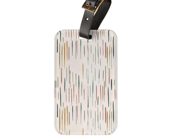 Striped Acrylic Luggage Tag, Leather Strap Travel Accessory