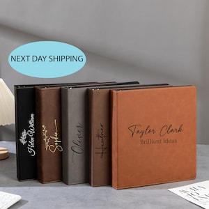 Carpeta de 3 anillas para empresas, tapa de carpeta personalizada, carpeta grabada, carpeta de cuero vegano, obsequios empresariales, obsequios para abogados, obsequios para ejecutivos, 3 anillas