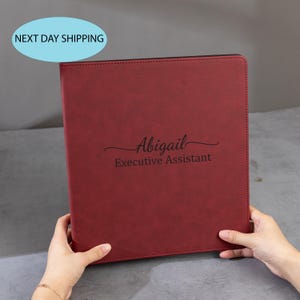 Porte-documents personnalisé en cuir avec 3 anneaux, reliure en cuir personnalisée 8 x 11, cadeau de bureau avec reliure à anneaux en cuir pour les employés, cadeau patron, cadeau papa