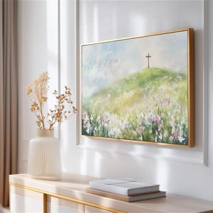 He is Risen Floral Art: Easter TV Art, Christian Printable (Digital Download)